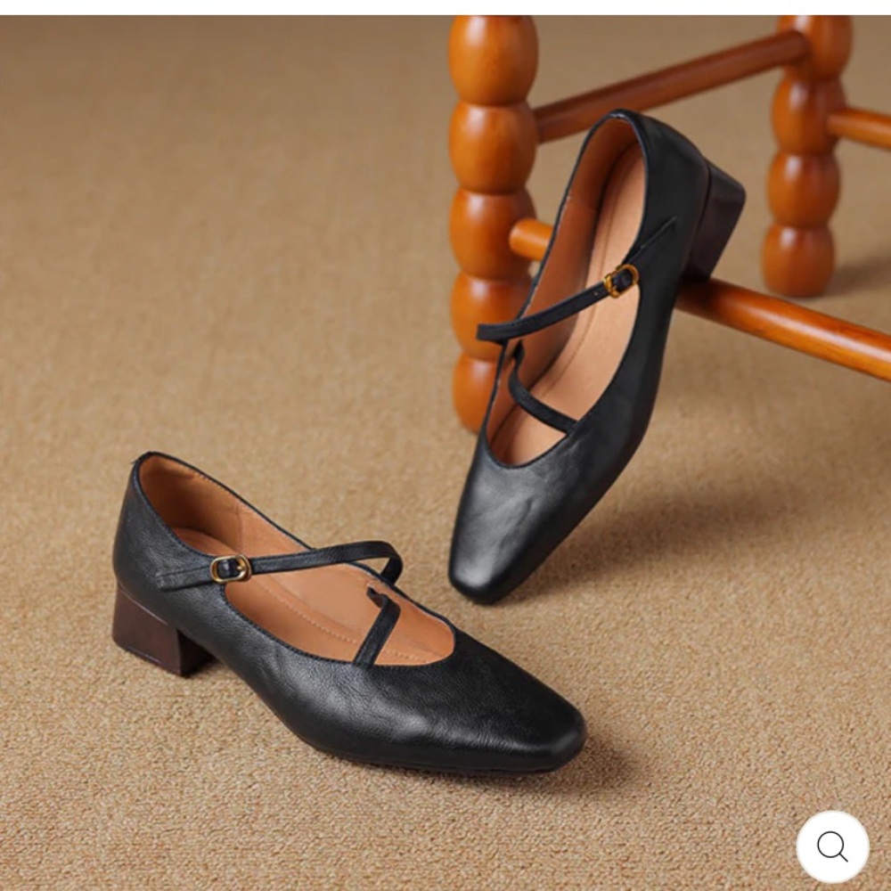Black Genuine Leather Heels